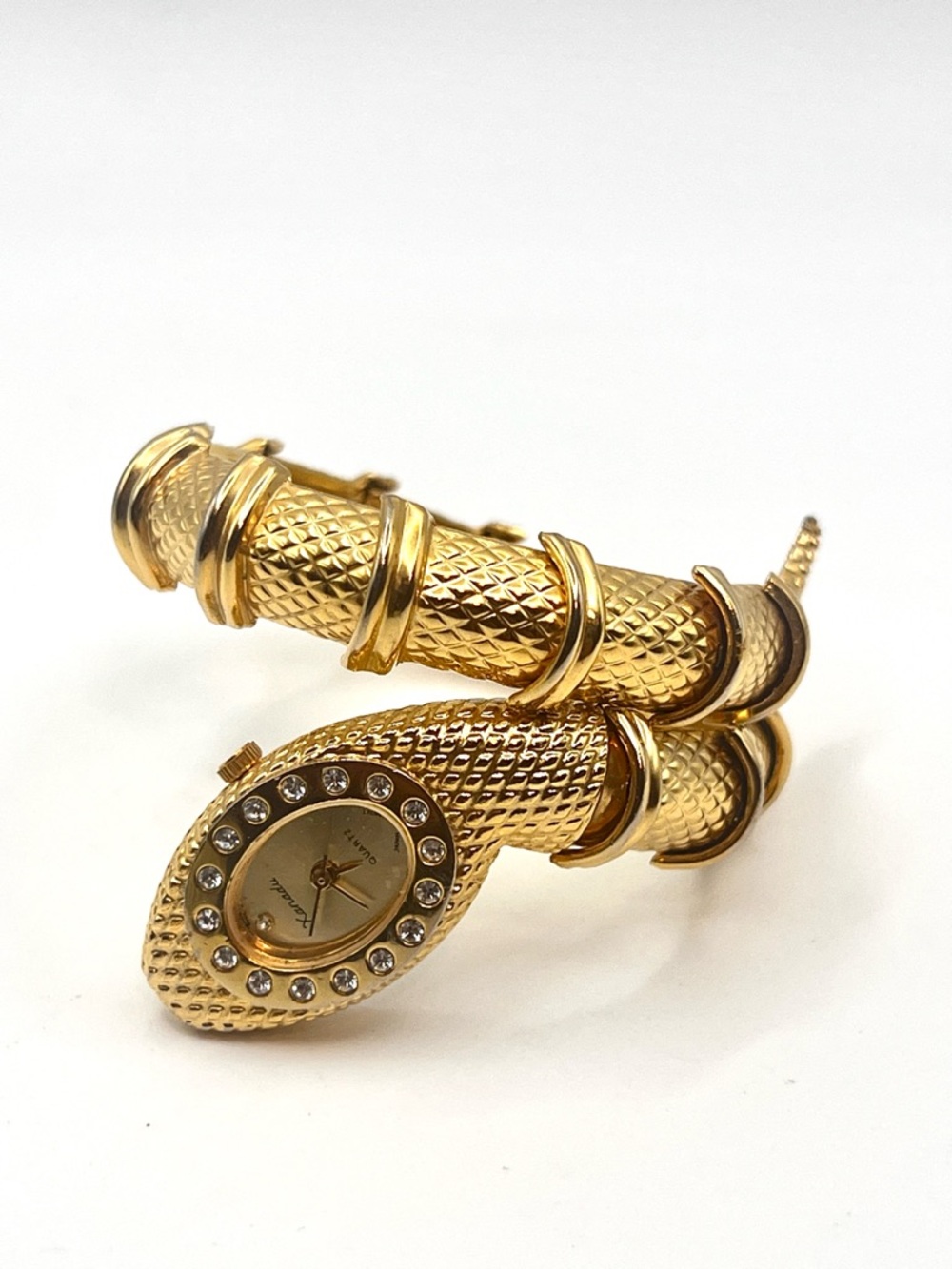 Xanadu Womens Gold Snake Serpentine Wrap Bracelet Watch with Crystal Accents - Picture 3 of 7